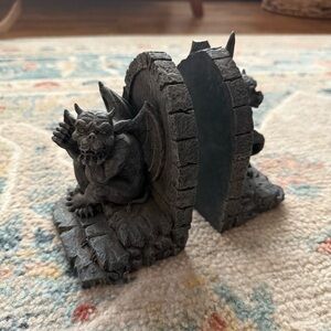 Gothic Gargoyle Bookends - Gray
